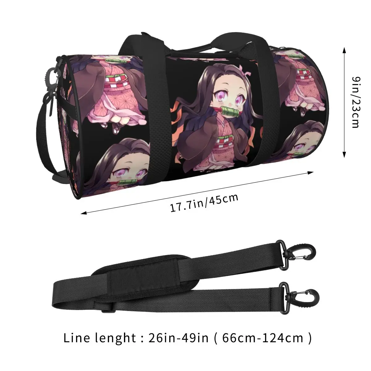 Nezukos Anime Sport Bags Japanese Girl Kawaii Gym Accessories Gym Bag Weekend Men's Design Handbag Luggage Vintage Fitness Bag 2