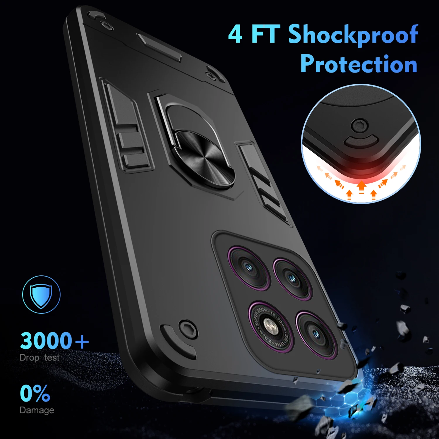 Military Armor Shockproof Case with Ring Stand Holder