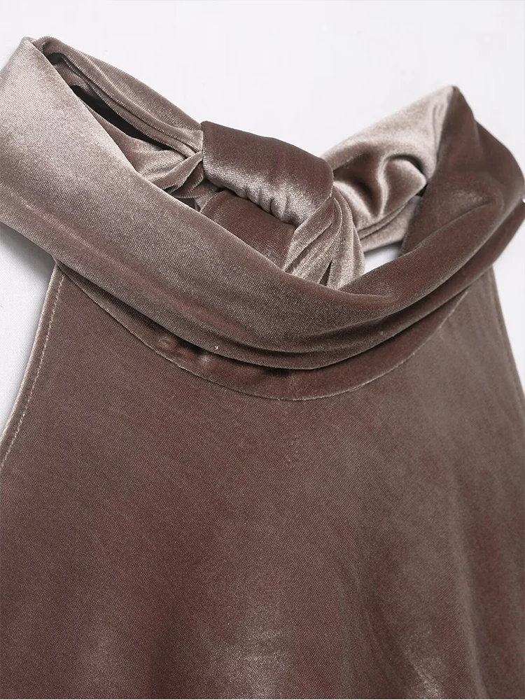 Women's Halter Tie Top Off Shoulder Tank Top Sexy Backless Summer New Asymmetrical Hem Tops Lady Fashion Solid Street Party Top