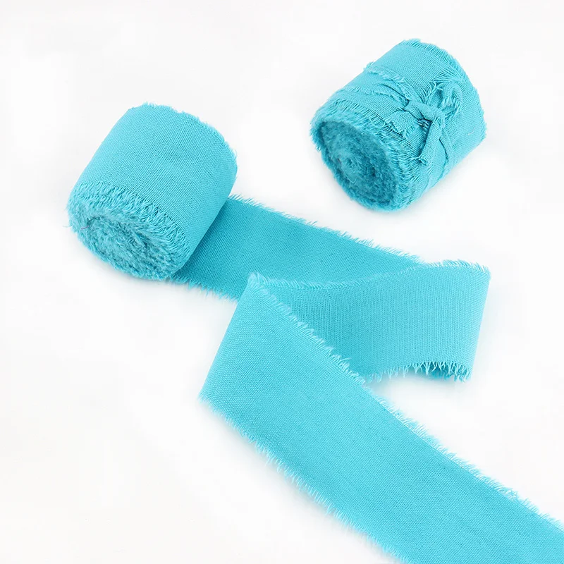 Emerald Green Frayed Edge Cotton Ribbon for Gift Packaging & Floral Bouquets – 3.8cm Wide