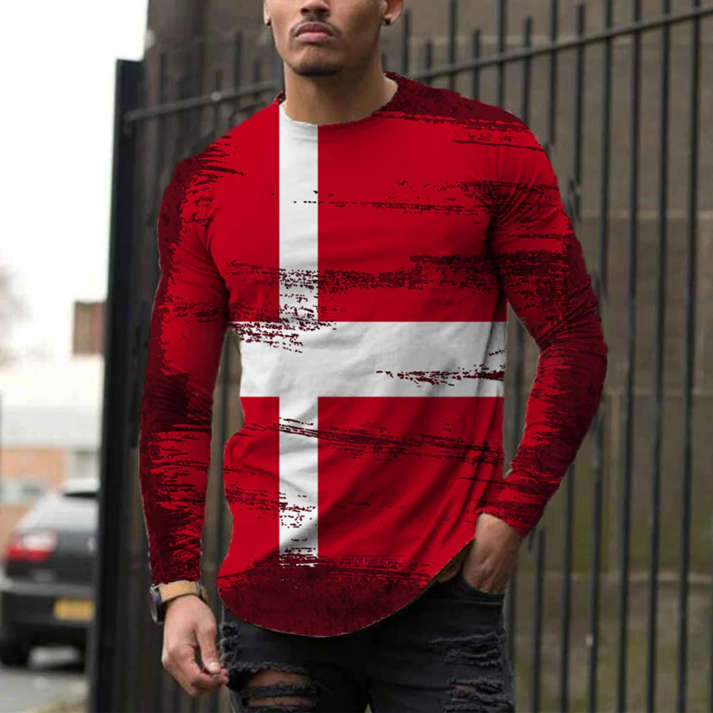 

Mens Pullover Top Long Sleeve Muscle Tops Polyester Round Neck Slim Fit Stylish T-shirt Tee Durable High Quality