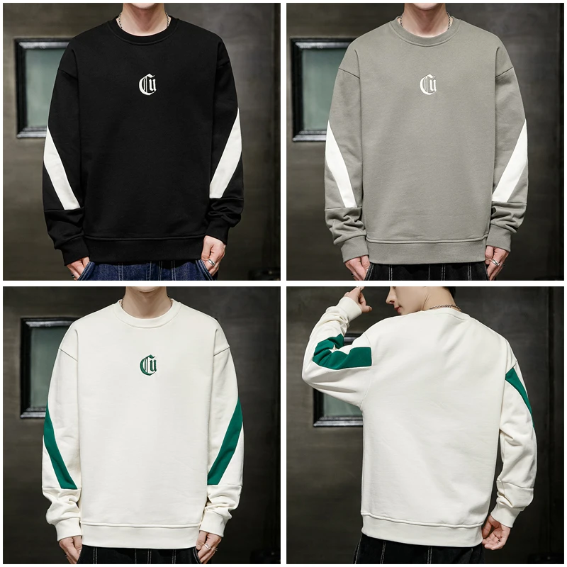 Men's Round Neck Sweatshirt Round Neck Long-Sleeved Embroidery Oversized 6XL, 7XL, 8XL Ugly Christmas Sweatshirts For Men