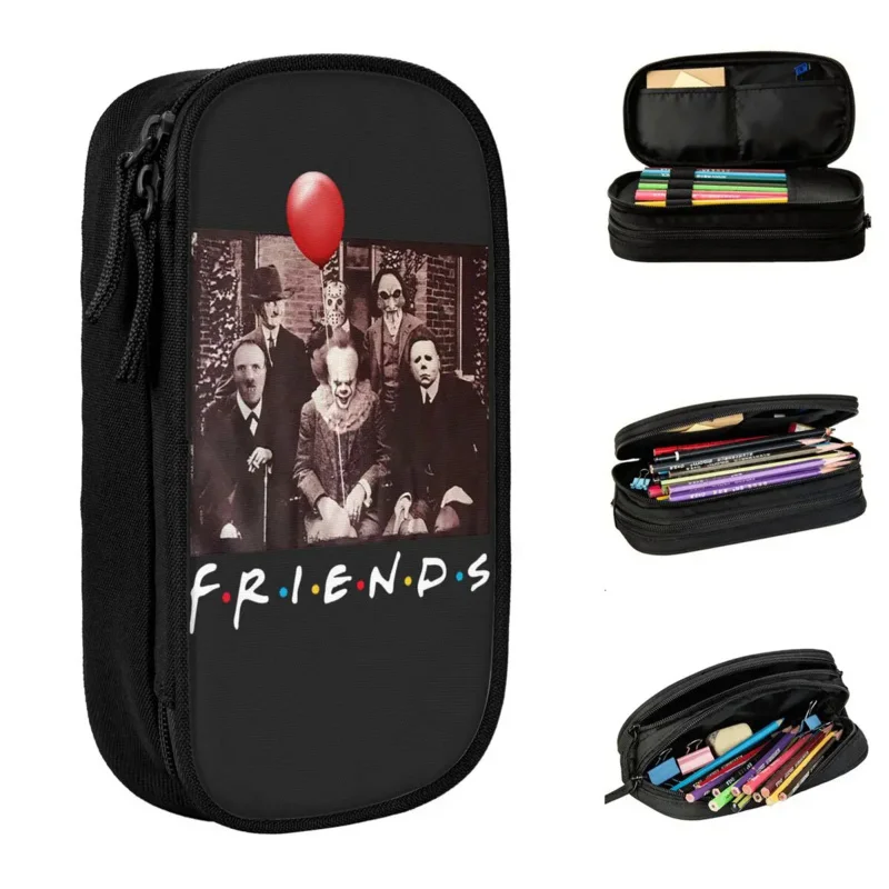 

Horror Friends Pennywise Michael Myers Jason Voorhees Halloween Pencil Case Pen Box Pencil Bags Large Storage Gift Pencilcases