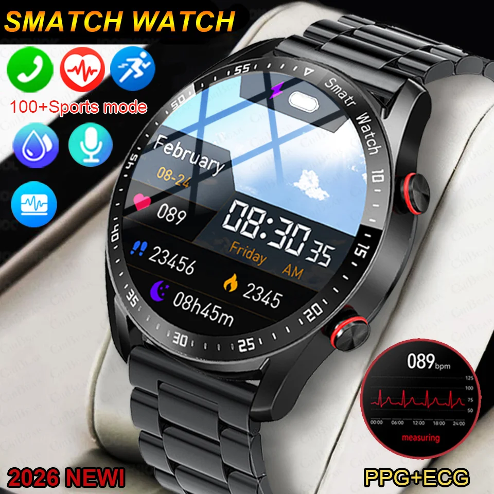 Montre connectée 2026 GT Series ECG+PPG écran HD appels BT GPS tracker fréquence cardiaque IP68 étanche