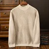 2024 Autumn/Winter New Collection (100% Cashmere) Men's Seven Needle Thickened Half High Neck Double Color Casual Sweater 1
