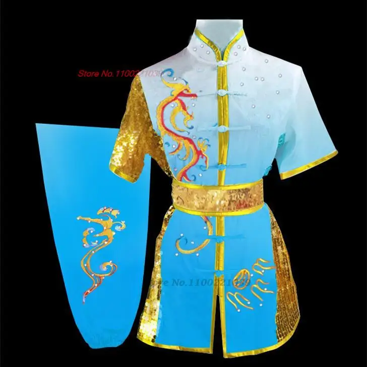 Costume Tradizionale Cinese Wushu - Set Completo Per Bambini E Adulti (Giallo) - Foto 3