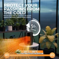 Портативный настольный электрический обогреватель, 80 ° Осциллирующий керамический вентилятор PTC мощностью 1200 Вт для спальни, офиса, внутреннего отопления, черный — изображение 6