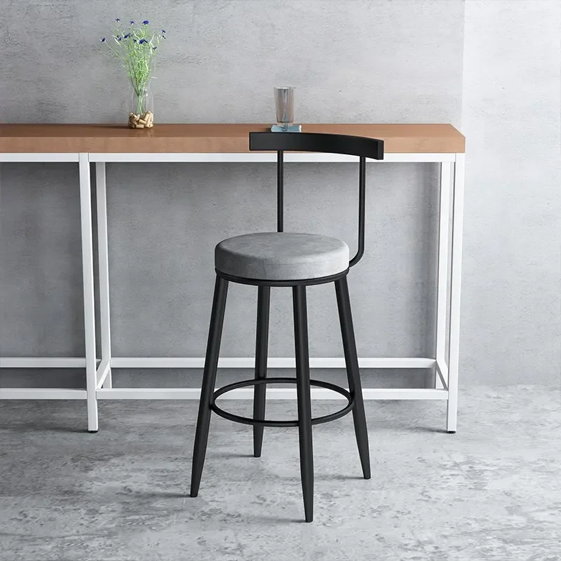 MetalDiningBarStoolsEuropeanBlackLegsReinforceVelvetHighStool