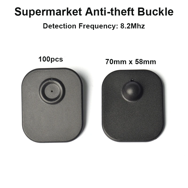 100pcs/Lot Large Big Square 70mm x58mm Anti-theft Buckle Supermarket RF Hard Label ABS Clothing EAS Magnetic Button Security Tag