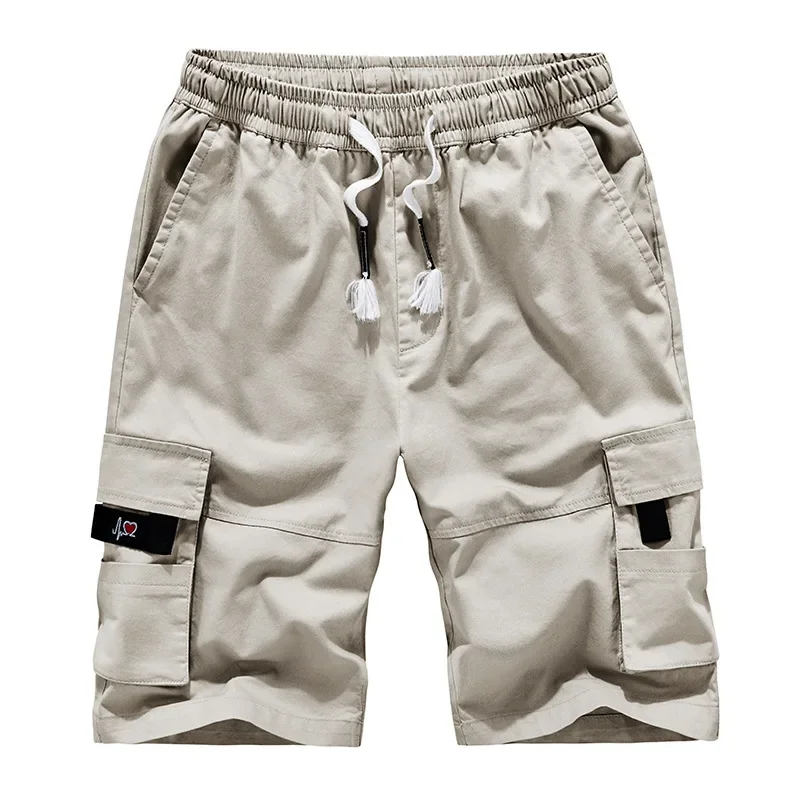Workwear Shorts for Men's Summer European and American Pure Cotton Loose Multi Bag Capris for Men's Casual Pants