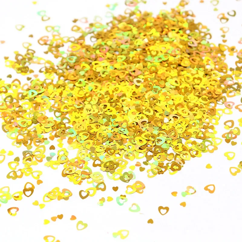50g Holographic Heart-shaped Mermaid Nail Sequins Hollow Ultra-thin Laser Mirror Flash Flake Craft Beauty Nail Decoration 3Mm