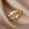 Bagues géométriques de luxe en Zircon pour femmes, en acier inoxydable, couleur or, anneau ouvert, tendance, fête de mariage, bijoux esthétiques, cadeau pour Femme