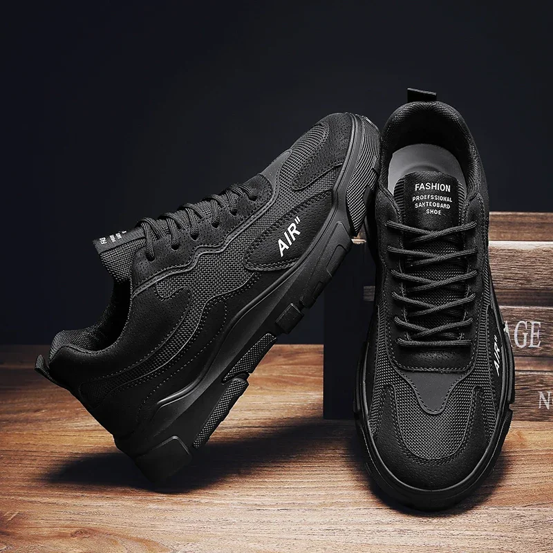 Men's Vulcanize Shoes Mesh Male Sneakers Spring Fashion Lace-up Solid Men Casual Shoes Rubber Flat Autumn Casual Man Shoes 3