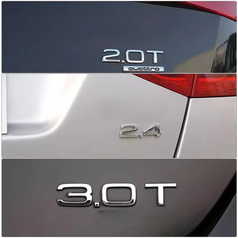 아우디 Q2 Q3 Q4 Q5 Q6 Q7 Q8 모델 1.9 2.0 2.5 3.0 4.0 5.0TDI 30 35 40 45 50 55TFSI 버전 2.0 3.0T 3D 자동차 트렁크 로고 스티커