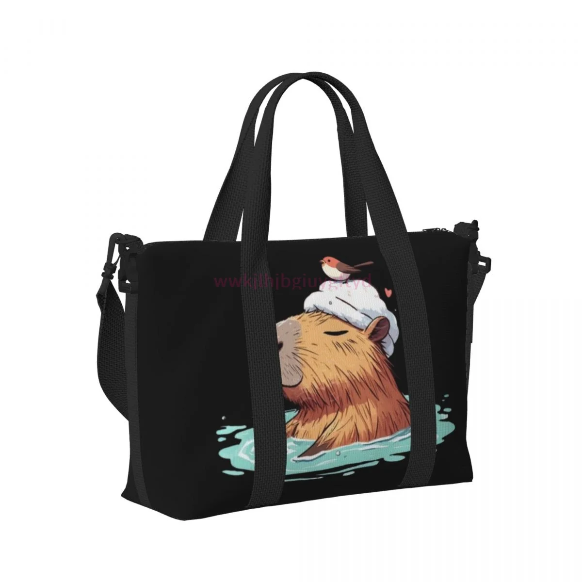 Cool Capybara Spacious and durable men's and women's cartoon printed nylon large capacity sports fitness bag