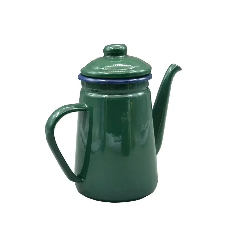 1.1L Enamel Coffee Pot Hand Tea Kettle Induction Cooker Gas Stove Universal Enamel Vintage Kettle Water Teapot