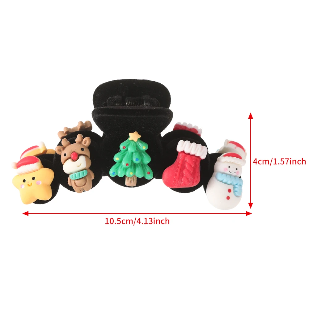 Christmas Snowman Cute Hair Claw Flocking Winter Hairpin Fashion Festival Ponytail Hair Clips Crab For Women Hair Accessories