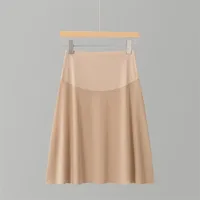 Sous-jupe mi-longue taille haute en soie glacée, sans couture, respirante et anti-transparence 4