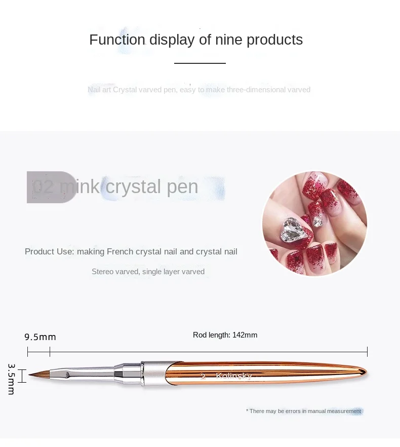 Professional Kolinsky Acrylic Nail Brush - Size 2-18#