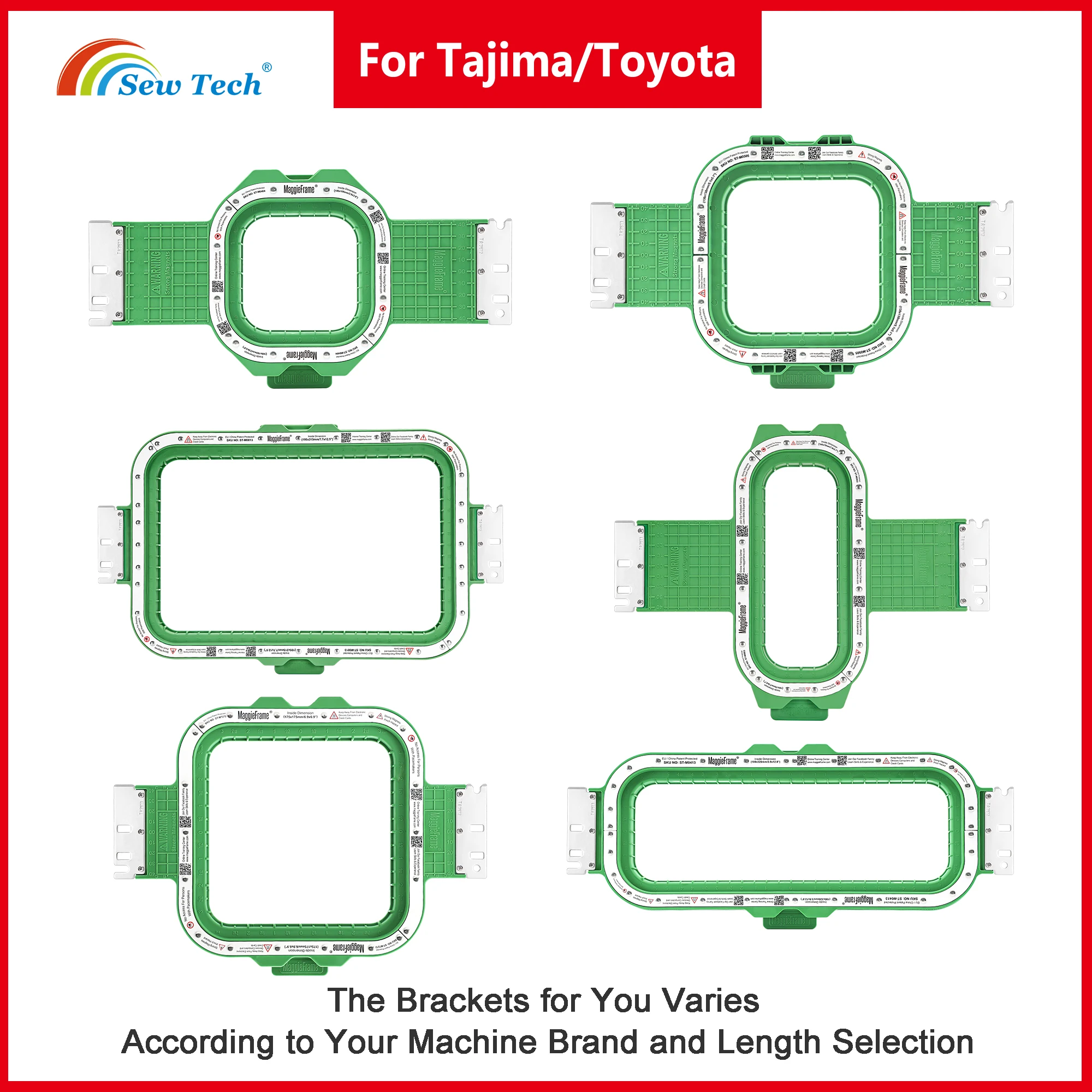 Sew Tech Hoops for Tajima Toyota Machine Maggie Frame Mighty