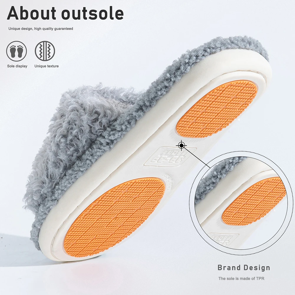 Pmoiste Fuzzy House Hausschuhe für Damen, bequem, weich, warm, EVA-Kissen, Memory-Schaum, Wohnzimmerschuhe, zum Hineinschlüpfen, für den Winter, für Mädchen, für den Innenbereich – Detail 18