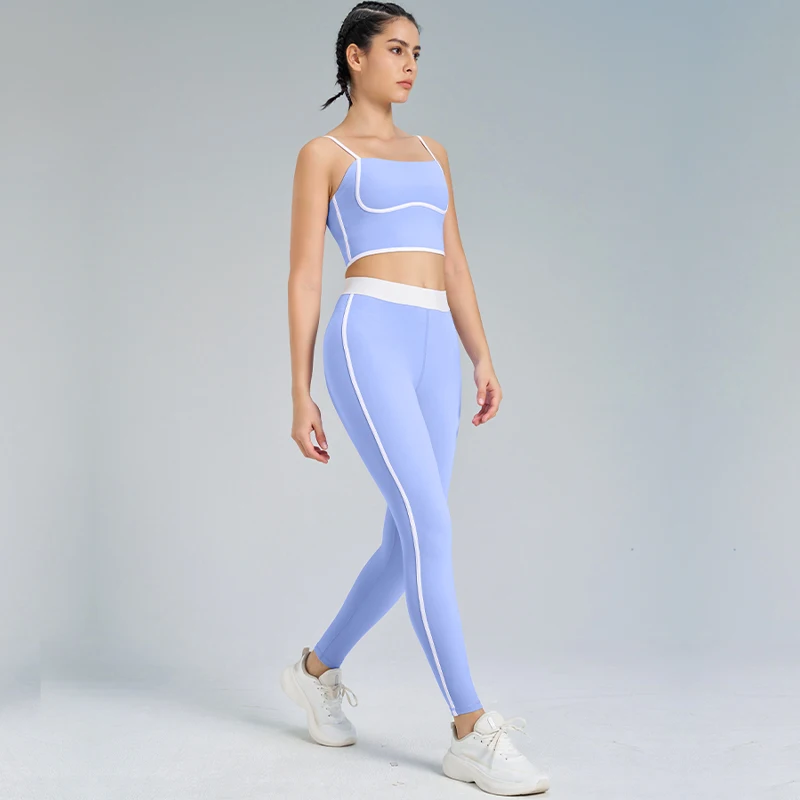 Women 2pcs Patchwork Sport Yoga Suit Breathable Sportwear Women Set Adjustable Bra Workout Clothes for Outfit Fintess Set yoga set sports set gym workout set sportswear set fitness set sports bra set