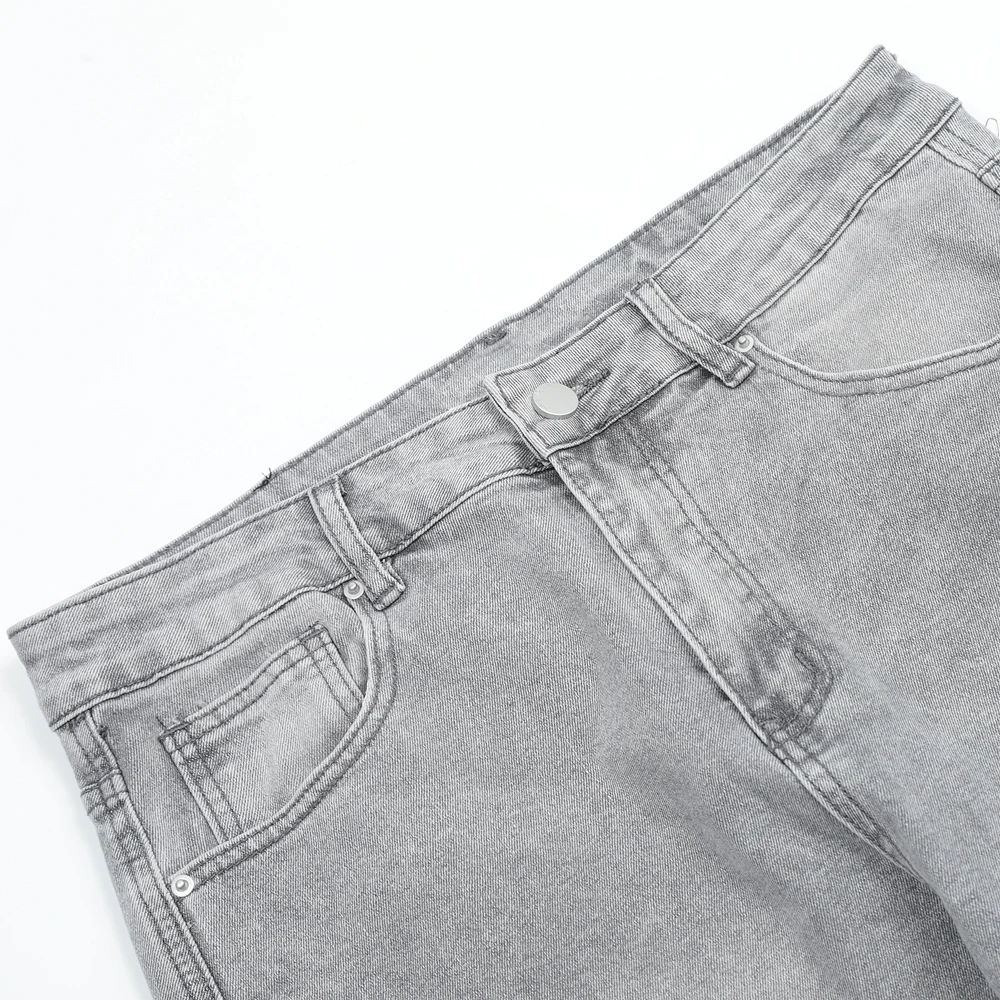 Skinny Jeans Men Gray Summer High Street Pantalones Hombre Simple Slim Trousers Streetwear Vintage Fit Autumn Y2k Denim Pants 6