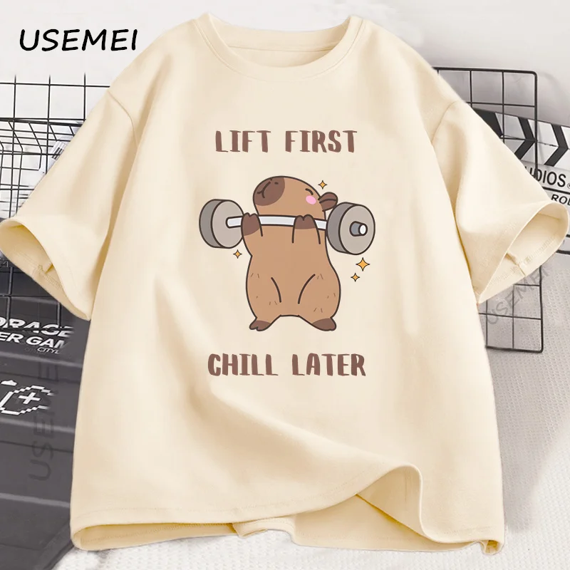 Capybara Gym T-Shirt Männer Frauen Sport Gewichtheben T-shirt Workout Fitness T Shirt Top Unisex Softstyle Lose Baumwolle T-shirt Kleidung
