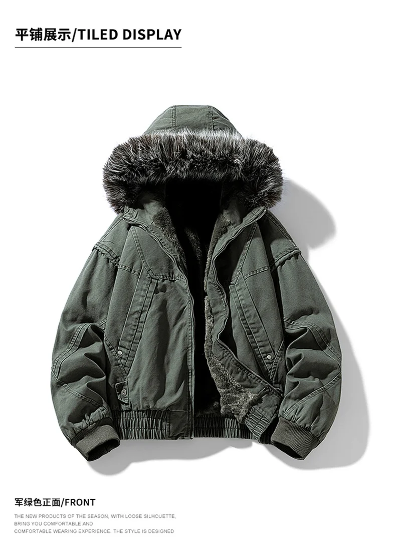 Thick Parka Winter Fur Hood Warm Tactical Bomber Coats Winter Male Multiple Pockets Warm Parkas Quality Man Casual Chaquetas