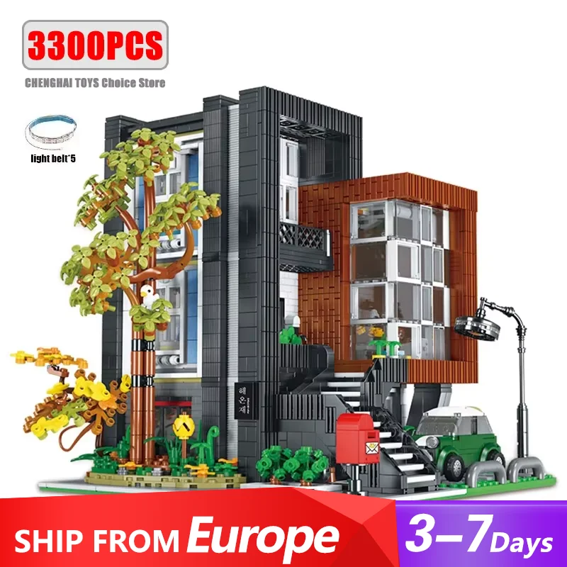 3300-teiliges 'HEA-ON-JEA' Villa Modulares Baustein-Set Stadt-Architektur Modulares Montagemodell Kreatives Spielzeug Geschenke für Erwachsene