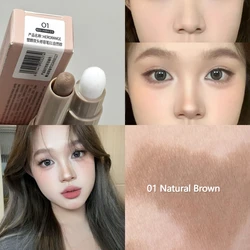 3D Matte Shadow & Contour Makeup Stick with Brush - Natural Grey Brown Bronzer (01 Natural Brown)