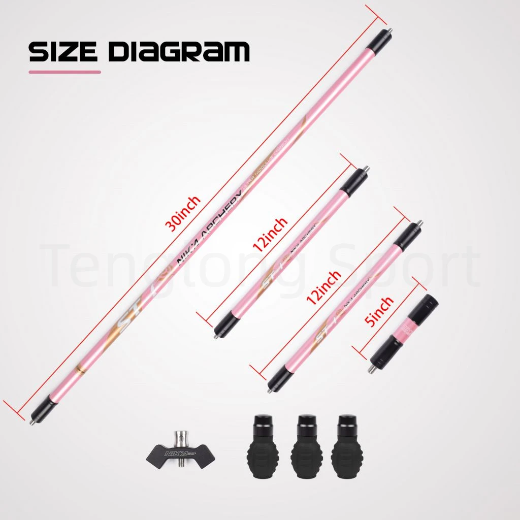 Nika Bogenschießen Recurve Bogen Stabilisator Bar Kohlenstoff Faser Stabilisator Weiß Und Rosa Farbe 1set – Detail 22