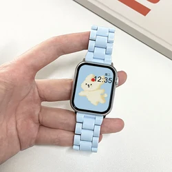 Colorful Acrylic Watch Strap - Vibrant Rainbow Design Bracelet Band - 42 44 45 49(S10)46mm (Light Blue)