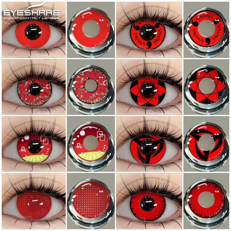 EYESHARE Eye Contect Lenses Cosplay Colored Contact Lenses for Halloween Anime Cosplay Beauty Red Yearly Cosmetics 1pair