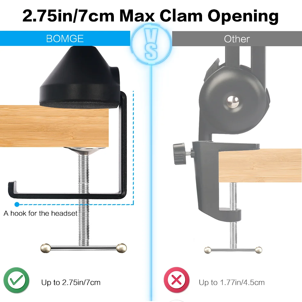 BOMGE Heavy Duty Microphone Boom Arm Stand Adjustable Suspension Scissor Upgraded Mic Stand for Blue Yeti Blue Snowball Bracket microphone stand