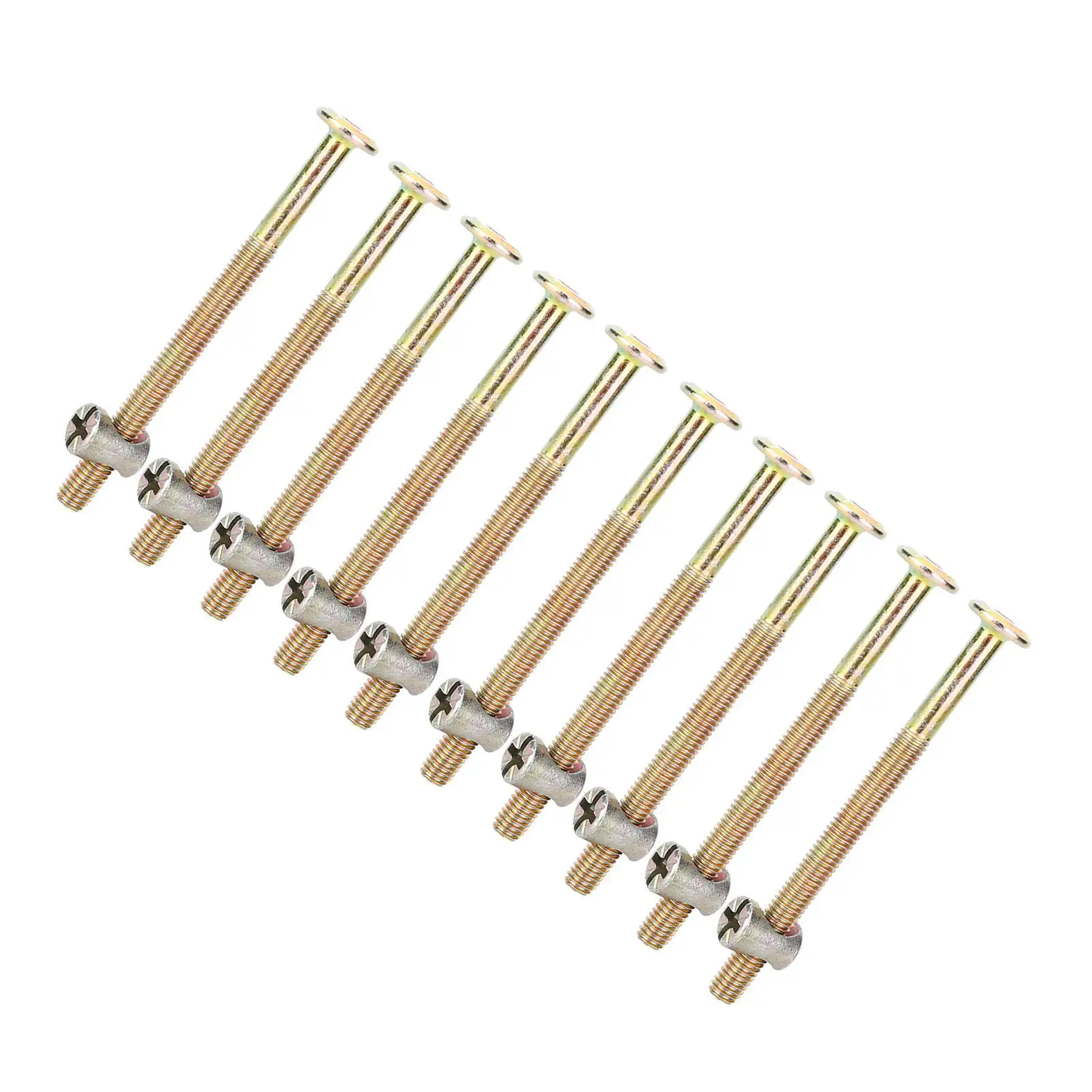 10pcs M6 6mm Furniture Bolts & Barrel Nuts-Carbon Steel Connector Fasteners for Home Repairs & DIY Projects