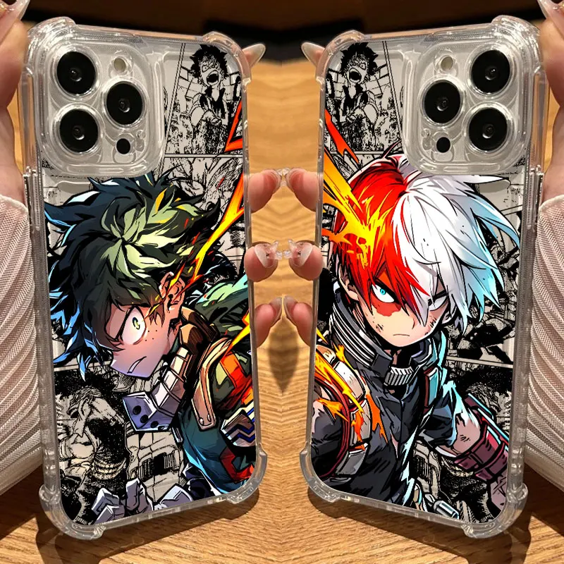 My Hero Academia Coole Anime-Handyhülle für iPhone 17 16e 16 15 14 13 12 11 Air Pro Max X XR XSMax 7 8 Plus Anti-Fall-Clear-Cover