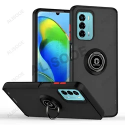 Shockproof Translucent Armor Ring Stand Protective Case Cover for ZTE Blade V40 Vita (Black Red)