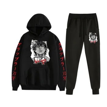 2025Fashion العصرية أنيمي طباعة هوديي مجموعة فضفاضة مريحة فريدة من نوعها الكلاسيكية الرياضة هوديي مجموعة