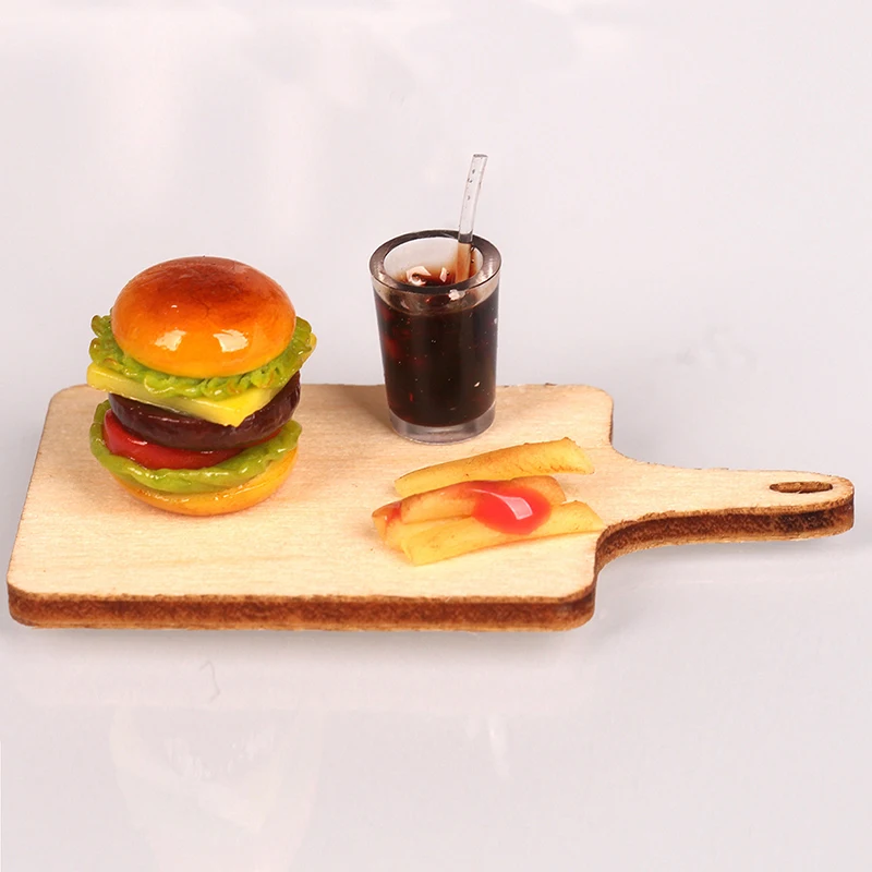 

1:12 миниатюрный кукольный домик, гамбургер, кока-кола, картофель фри, модель фаст-фуда, кухонные аксессуары для кукольного домика, Декор, детские игрушки для игры