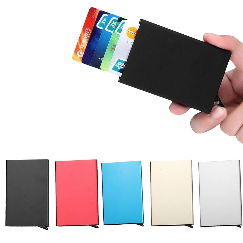 Automatic Credit Card Box Business Card Box Metal Aluminum Alloy RFID Holder