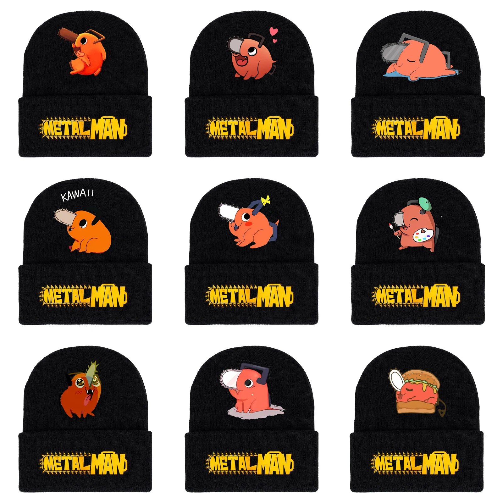 

Anime Chainsaw Man Pochita Unisex Autumn Winter Warm Hat Cosplay Printing Caps For Men Knitted Bonnet Unisex