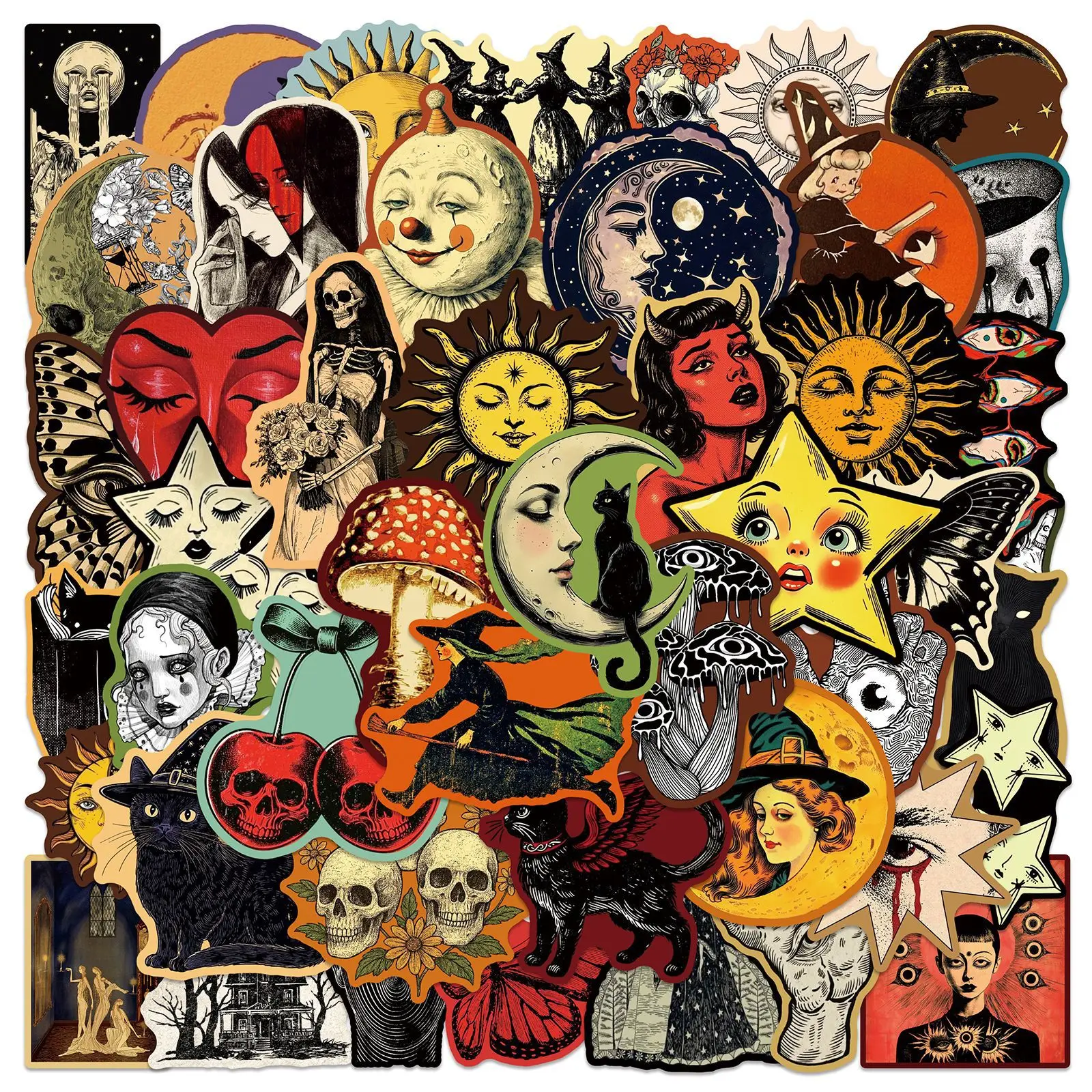 50팩 빈티지 고딕풍 그래피티 스티커 (태블릿, 기타, 노트북, 여행가방, 학생용..