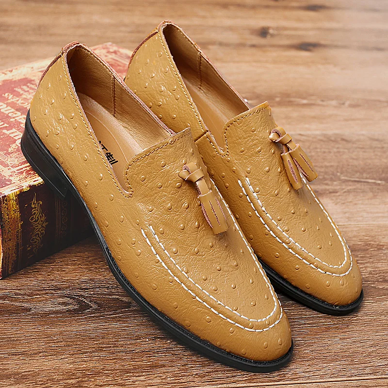 Brand White Tassel Men's Leather Shoes Casual Moccasin Homme Men's Oxford Shoes Flat Men's Boat Shoes Business Men's Loafers