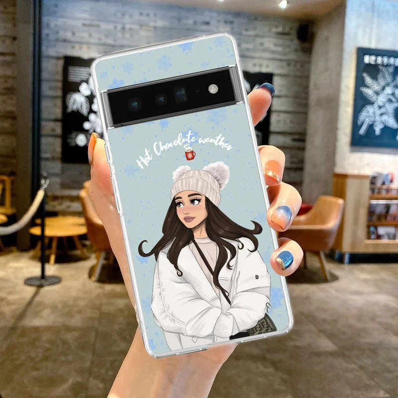 Festive Art Girls Coffee Shockproof Clear Phone Case