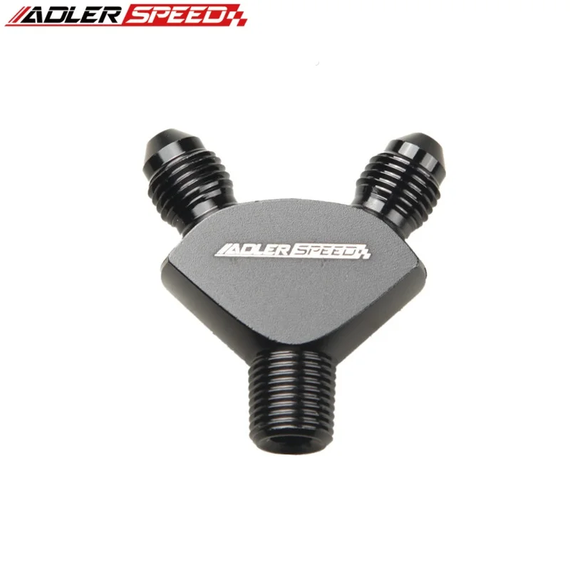 ADLERSPEED Y 블록 어댑터 피팅 1/8'' NPT  2 x 3AN AN3 AN 3 알루미늄 수 플레어 검정색/파란색