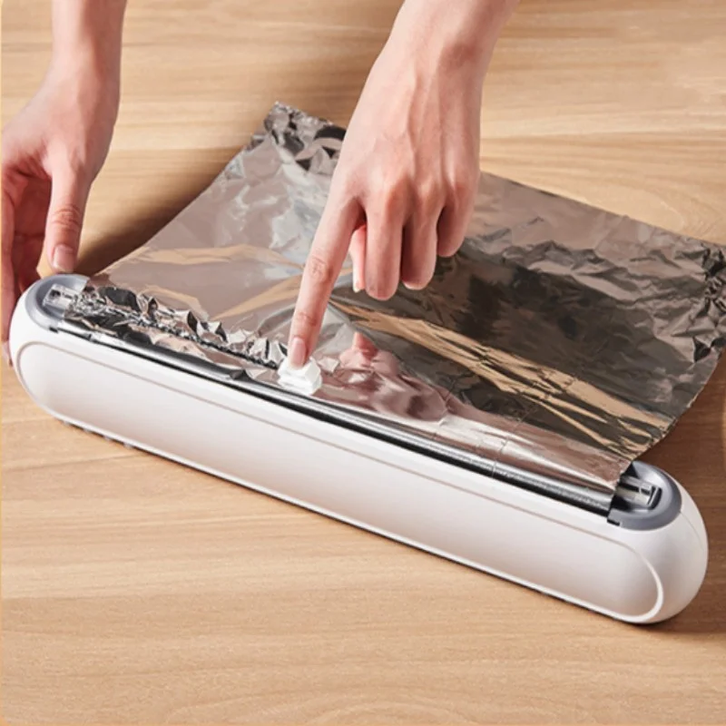 Food Film Cutting Box Wall-mounted Magnetic Suction Cup Tin Aluminum Tinfoil Baking Paper Cutter Plastic Sharp Storage Holder