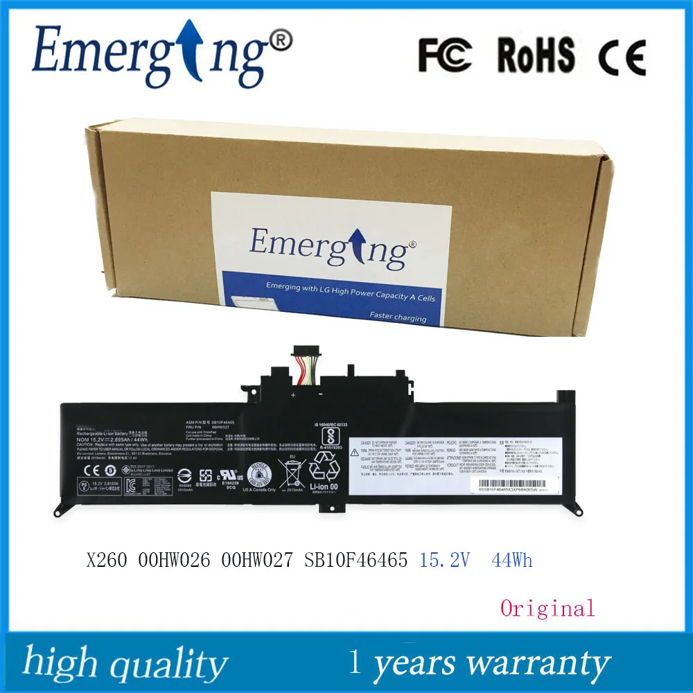 

15.2V 44Wh New Original SB10F46465 Laptop battery for Lenovo ThinkPad Yoga X260 00HW026 00HW027 SB10F46465