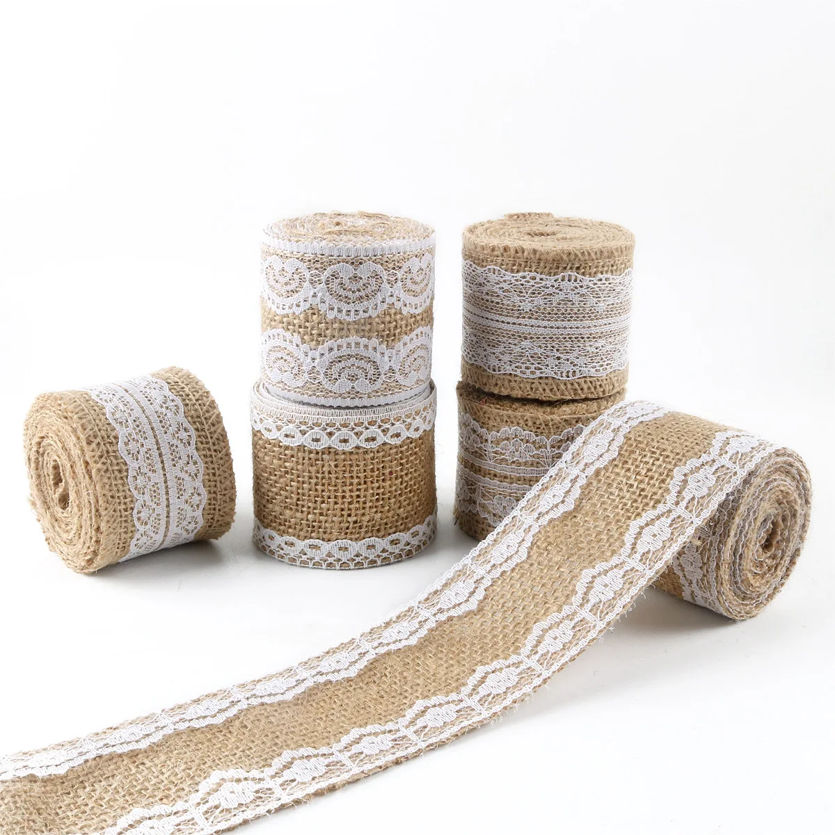 2M/Roll 5CM Jute Burlap Lace Ribbon