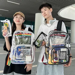 Large Capacity Waterproof Transparent PVC Backpack - Stylish Neutral Design (Rainbow white two - piece set)